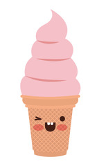 delicious ice cream kawaii character vector illustration design