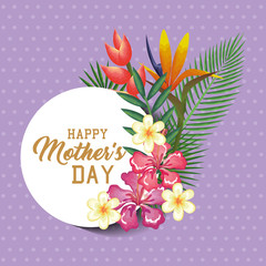 happy mothers day card with floral decoration vector illustration design