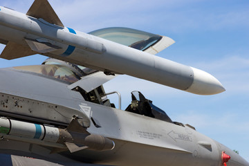 Armed military fighter jet wing missile