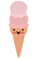 delicious ice cream kawaii character vector illustration design