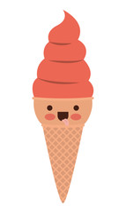 delicious ice cream kawaii character vector illustration design