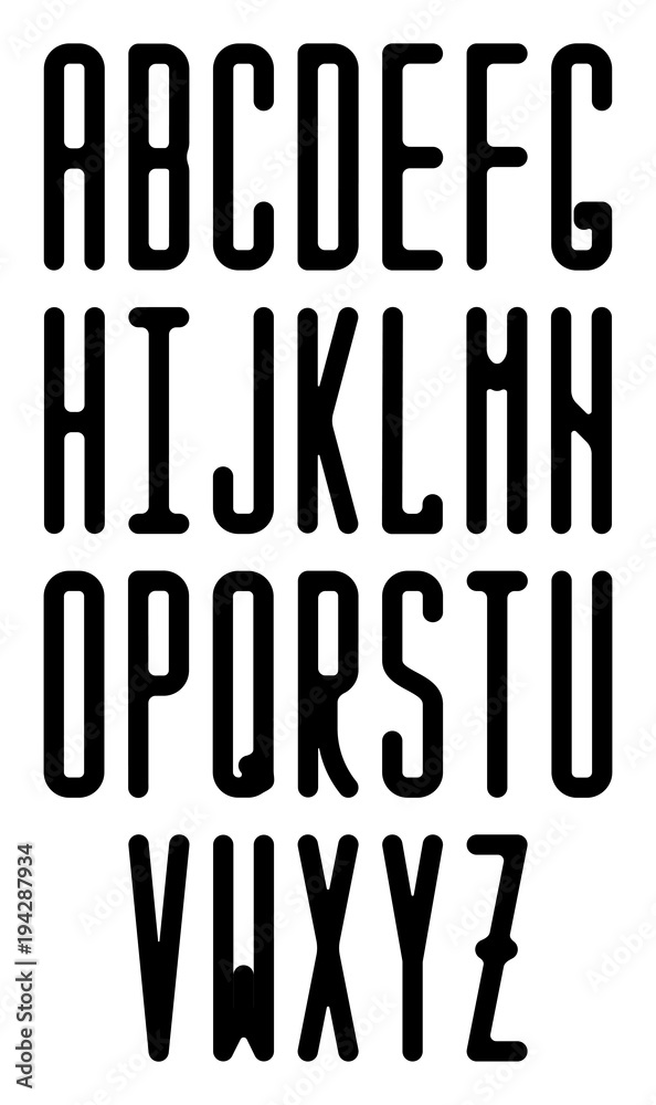 Fototapete thin vector monospace sans serif font with rounded corners. modern condensed font.