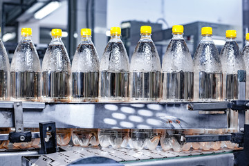 Bottled water on conveyor
