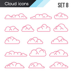 Set of cartoon clouds on a white background