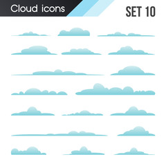 Set of cartoon clouds on a white background