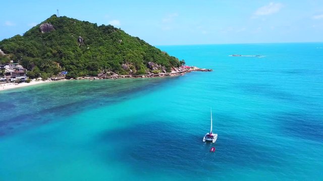 Yacht sailing around islands of Thailand