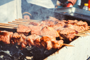 fried skewers on the street