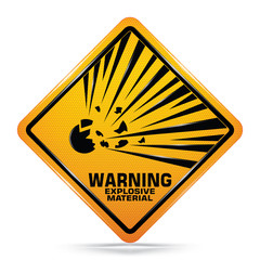 International Explosive Material Hazard Symbol  Yellow Warning Dangerous icon on white background, Attracting attention Security First sign, Idea for,graphic,web, EPS10