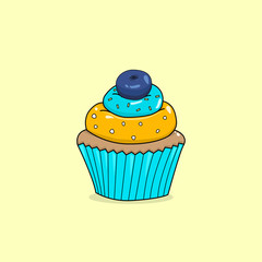 Cupcake illustration, vector muffin image