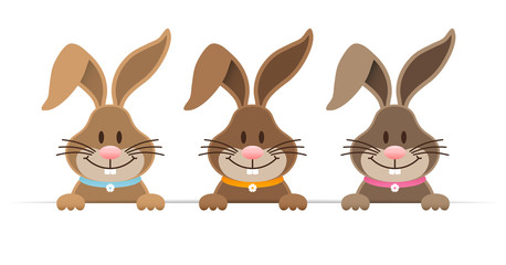 3 Easter Bunnies Horizontal Banner