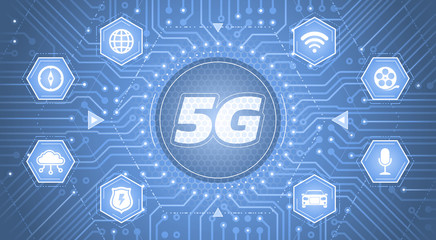 5G - 5th Generation Wireless Systems. Infographical template on the theme of 'Wireless Technologies / Mobile Networks'.
