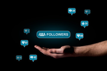 Hand show a icon of followers