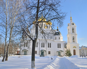 Assumption Cathedral in Dmitrov Kremlin in winter, Russia, Moscow region
