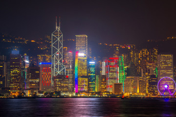Fototapeta na wymiar Beautiful view of hong kong skyline at night scene