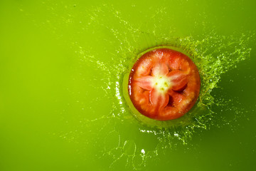 Tomato on green