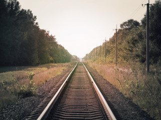 Railway rails of stretching into the distance