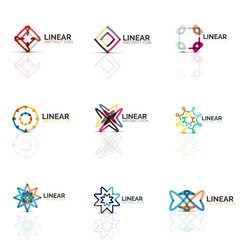 Set of abstract flower or star minimalistic linear icons, thin line geometric flat symbols for business icon design, abstract buttons or emblems