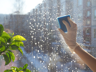 Spring cleaning - cleaning windows.
