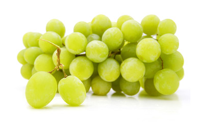 Fresh green grapes. Isolated on white