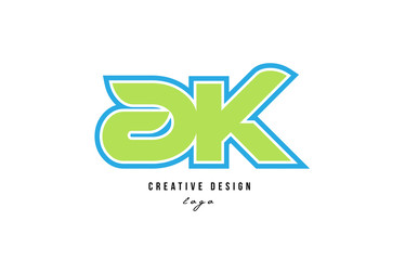 Obraz premium blue green alphabet letter ak a k logo icon design
