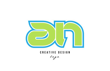 blue green alphabet letter an a n logo icon design