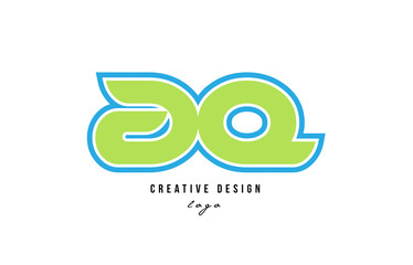 Naklejka premium blue green alphabet letter aq a q logo icon design