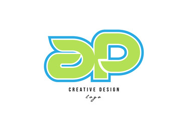 blue green alphabet letter ap a p logo icon design