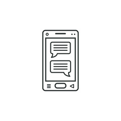 Black and white  illustration of smartphone with messages