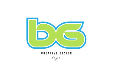 blue green alphabet letter bg b g logo icon design