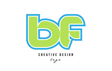blue green alphabet letter bf b f logo icon design