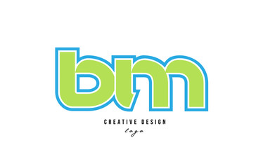 blue green alphabet letter bm b m logo icon design