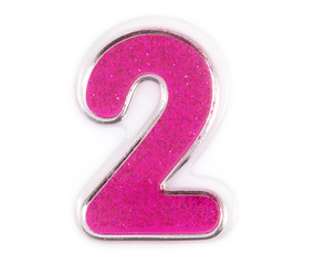 Letter number 2 symbol pink color on a white background, Pink number symbol.