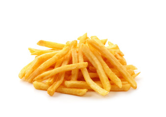 potato fry on white isolated background
