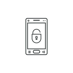 linear mobile phone icon with an open lock sign