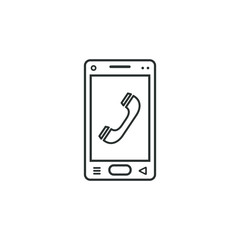 linear mobile phone icon with handset sign