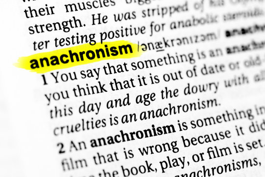 Highlighted English word "anachronism" and its definition in the dictionary