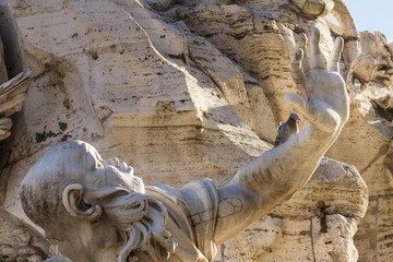 The Rio de la Plata God of the Fountain of the Four Rivers in Rome, Italy