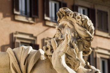 The Danube God of the Fountain of the Four Rivers in Rome, Italy - obrazy, fototapety, plakaty