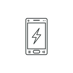 linear mobile phone icon with a sign of lightning
