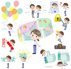 Store staff Blue uniform women_success & positive