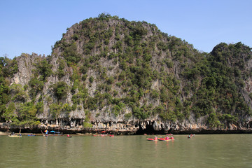 Phang Nga on the Sea in Thailand. Tropical Island, cave and kayaks.