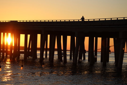 Destin Bridge At Sunset