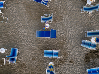 Birdseye view of sunbed at the beach