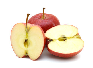 Red apple with slice solated on white