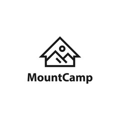 Mountain camp house. Vector logo template