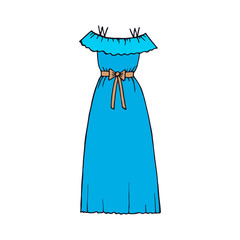Blue dress hand drawing