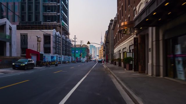 day light shanghai city bay traffic street bicycle ride pov panorama 4k timelapse china
