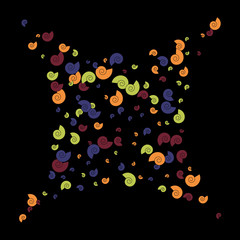 Vector Confetti Background Pattern. Element of design. Color spirals on a black background