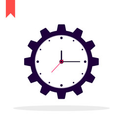 Clock gear vector icon. Time management.