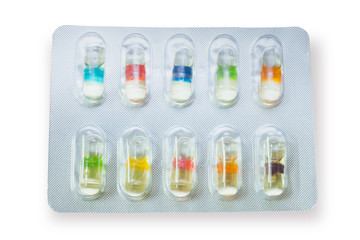 drug capsule in Medicine panel on white background with path